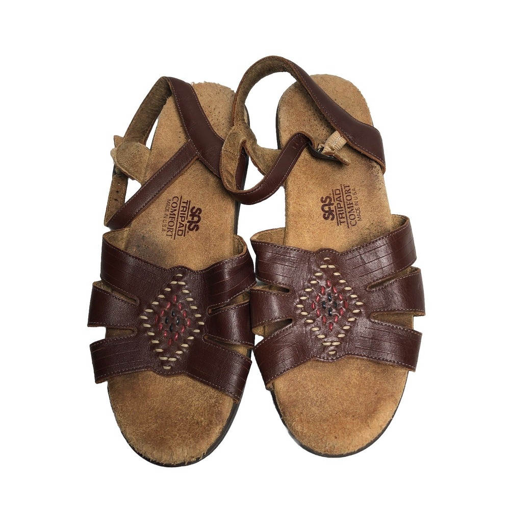 SAS Tripad Comfort Women's Size 8M Sandals Brown Stitching USA Made